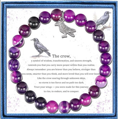 Crow charm amethyst bracelet - charm,